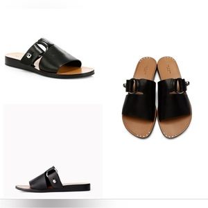 NWT rag & bone Arc Flat Slide in Black Leather Size 6.5